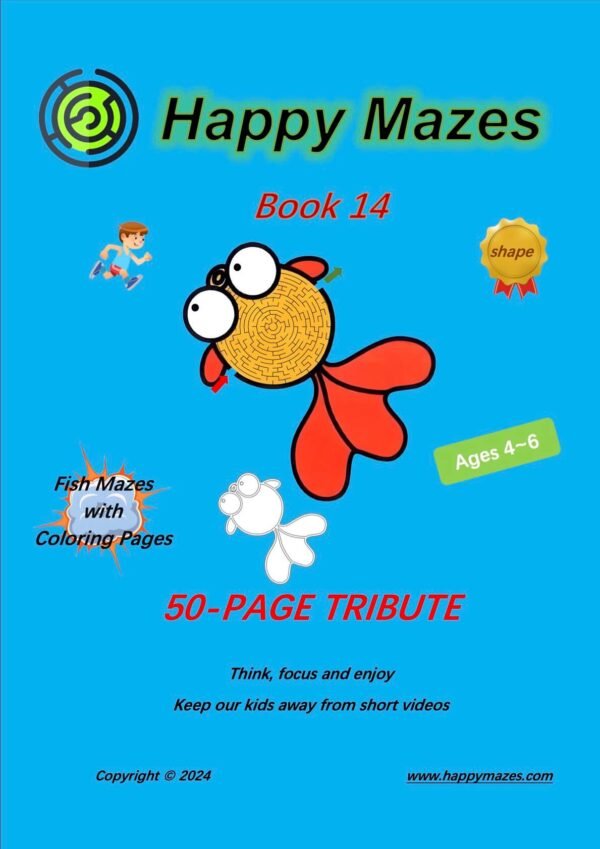 colorful-fish-shape-mazes-with-coloring-pages